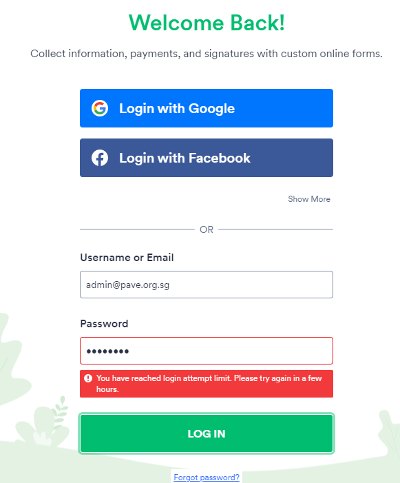 Not Able To Login Due To Exceeded Number Of Login Attempts